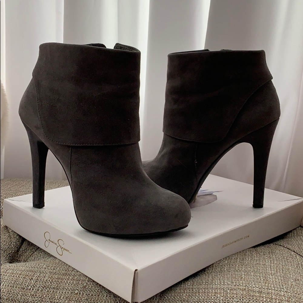 Jessica Simpson gray shade ankle booties